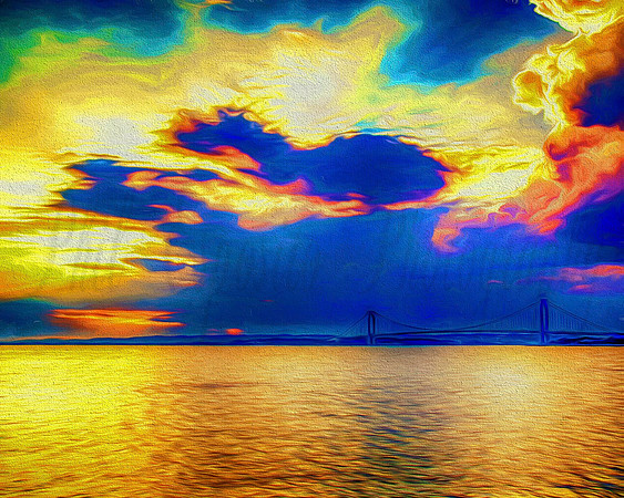 another brooklyn sunset in oil
