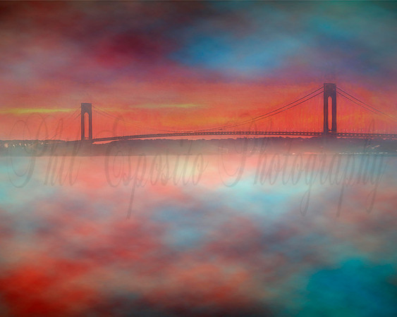 November sunset over the Verazzano in pastel