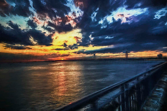 Brooklyn Fall Sunset in oil